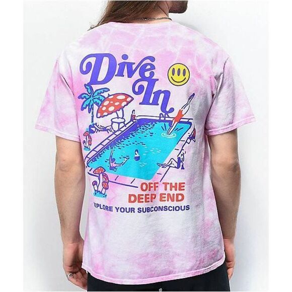 A.LAB Graphic Dive In Pink Tie Dye T-Shirt - Picture 1 of 6